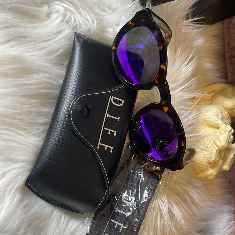 DIFF Tortoise Sunglasses with Purple Lenses